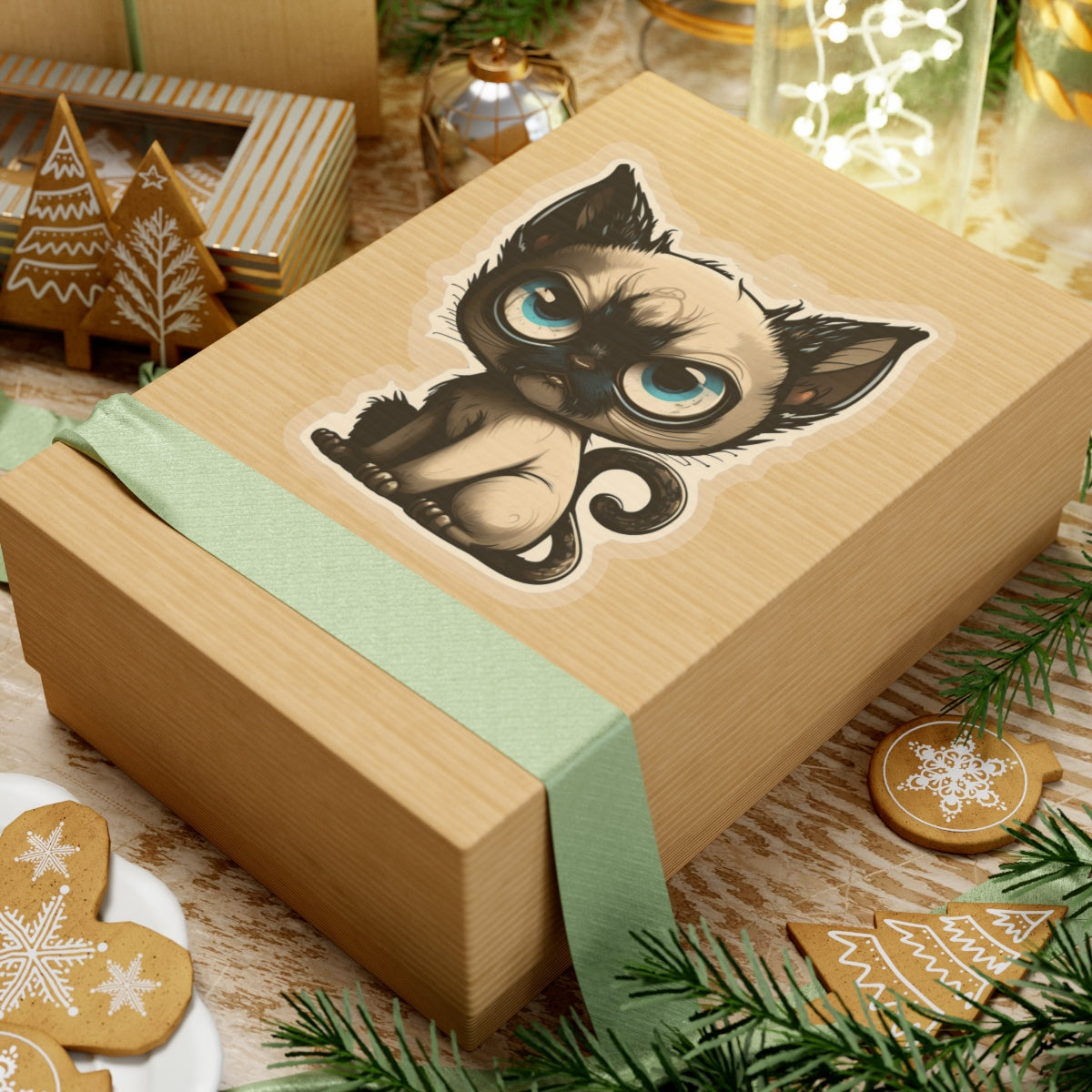 Kiss-Cut Sticker of cute funny siamise cat kitten for your collection