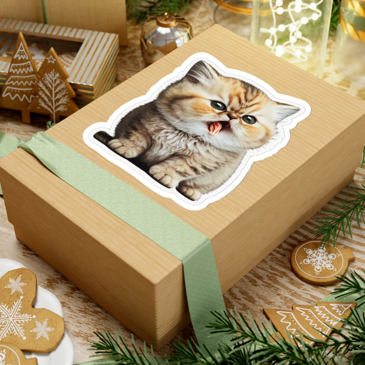 Kiss-Cut Sticker of cute funny golden chinchilla cat kitten for your collection