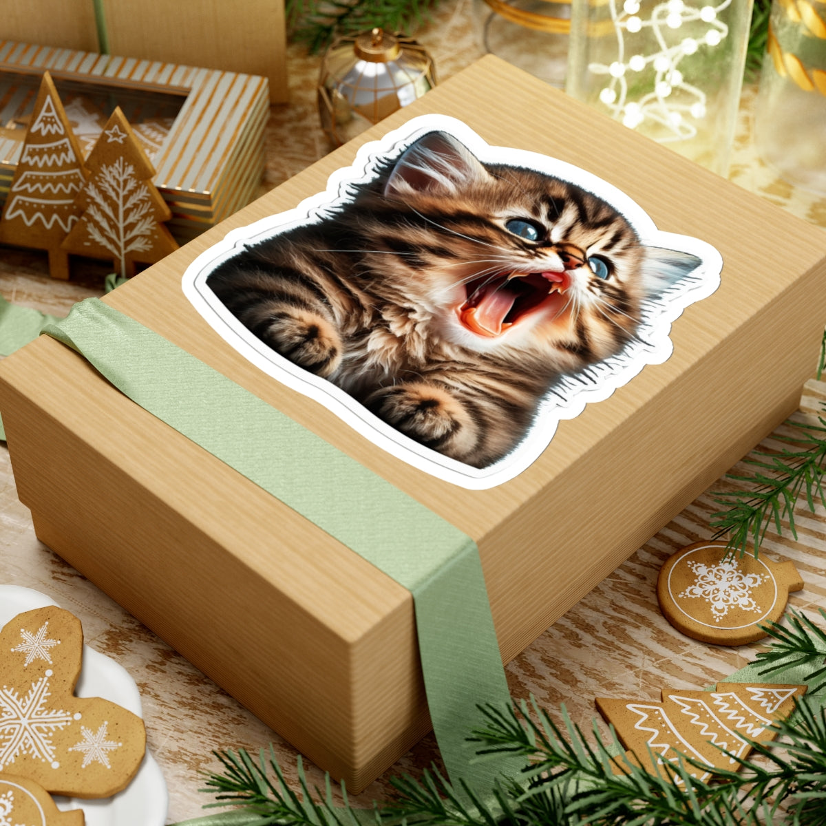 Kiss-Cut Sticker of cute funny golden chinchilla cat kitten for your collection