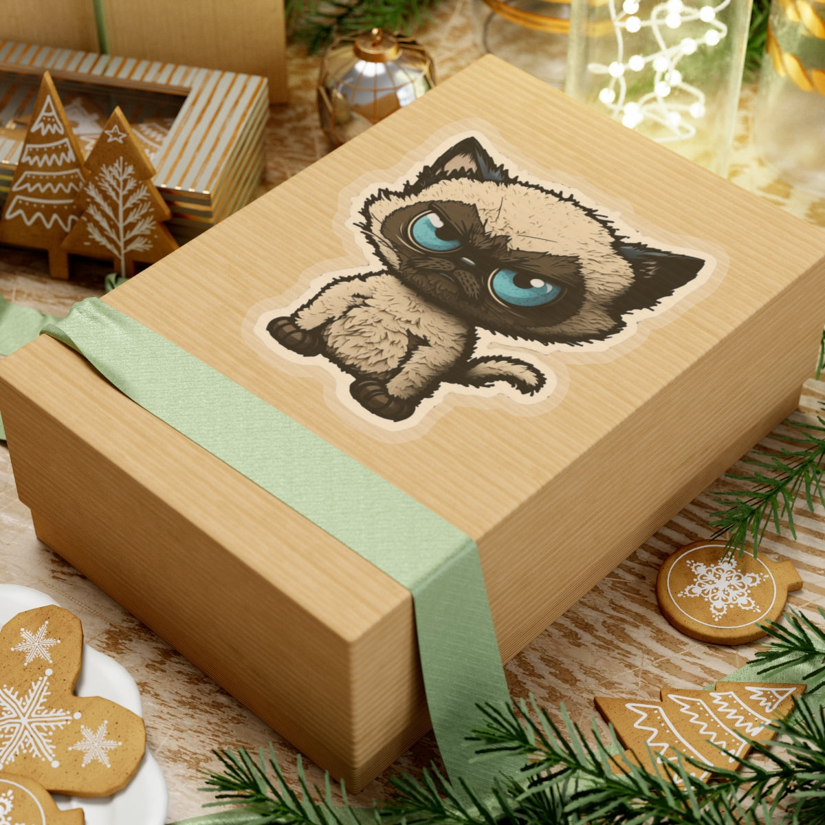 Kiss-Cut Sticker of cute funny angry siamise cat kitten for your collection