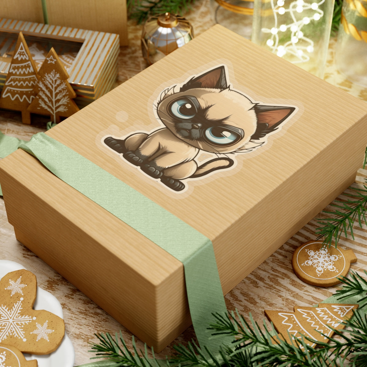 Kiss-Cut Sticker of cute funny siamise cat kitten for your collection