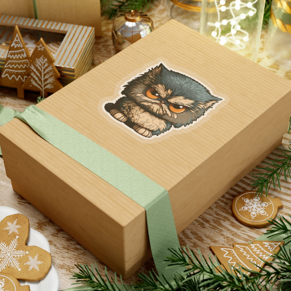 Kiss-Cut Sticker of cute funny angry cat kitten for your collection