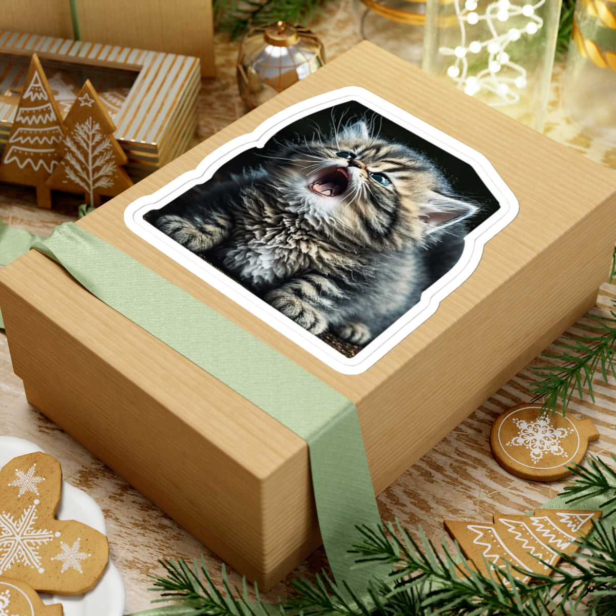 Kiss-Cut Sticker of cute funny siberian cat kitten for your collection