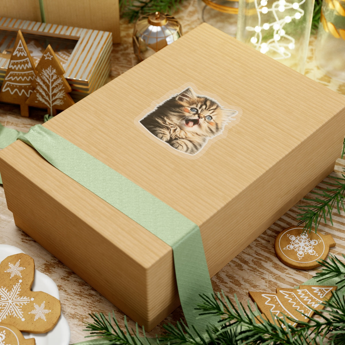 Kiss-Cut Sticker of cute funny golden chinchilla cat kitten for your collection