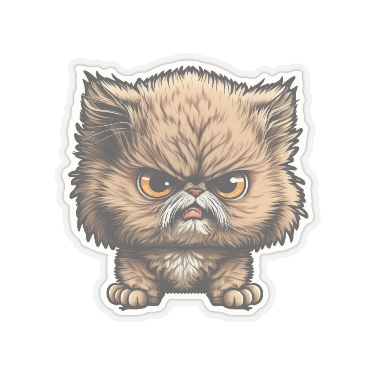 Kiss-Cut Sticker of cute funny angry cat kitten for your collection