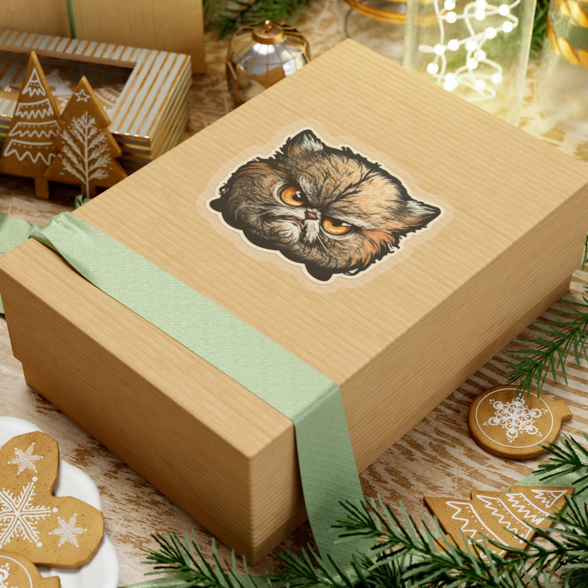 Kiss-Cut Sticker of cute funny angry cat kitten for your collection