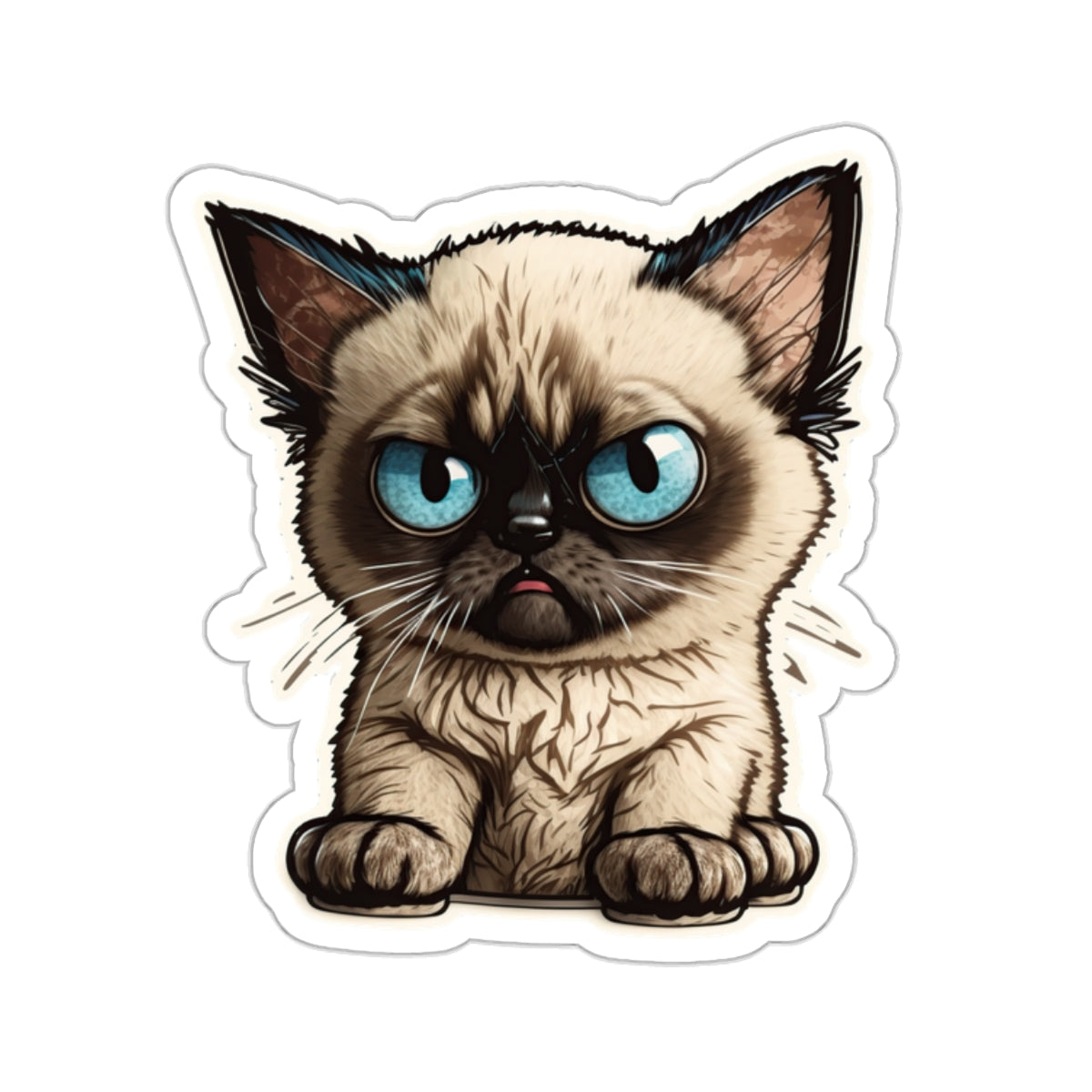 Kiss-Cut Sticker of cute funny siamise cat kitten for your collection