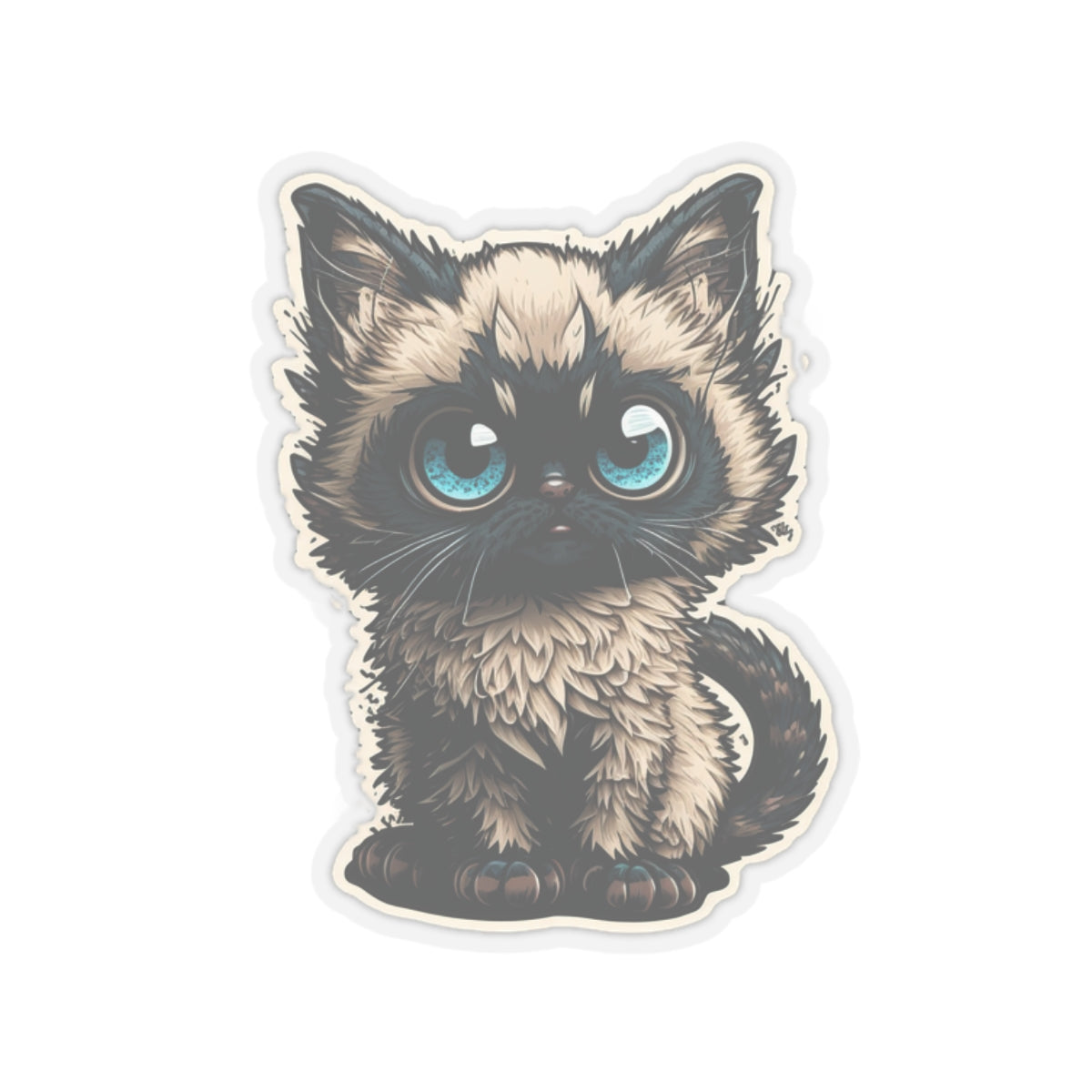 Kiss-Cut Sticker of cute funny siamise cat kitten for your collection