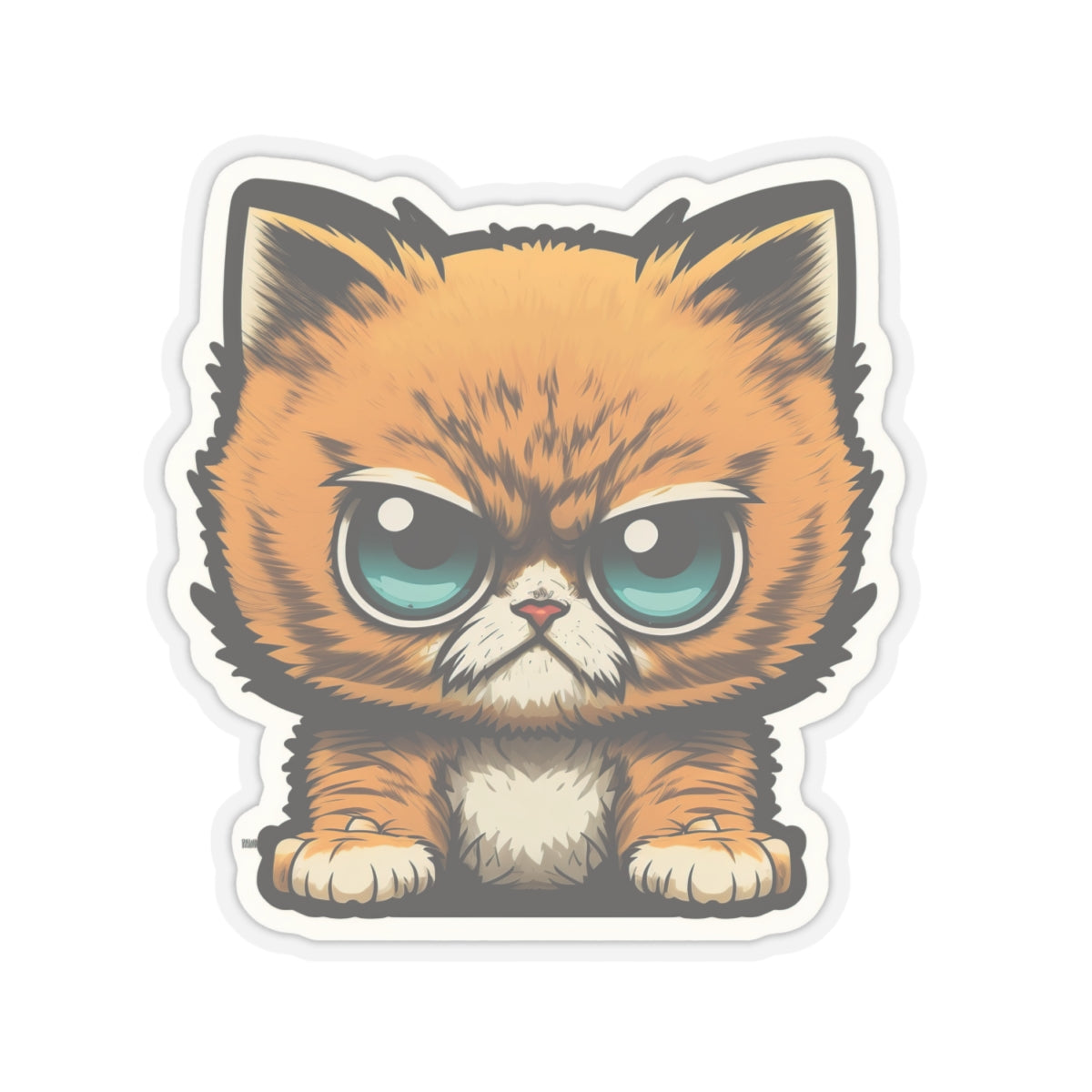 Kiss-Cut Sticker of cute funny angry anime cat kitten for your collection