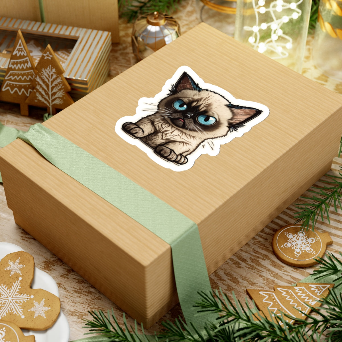 Kiss-Cut Sticker of cute funny siamise cat kitten for your collection