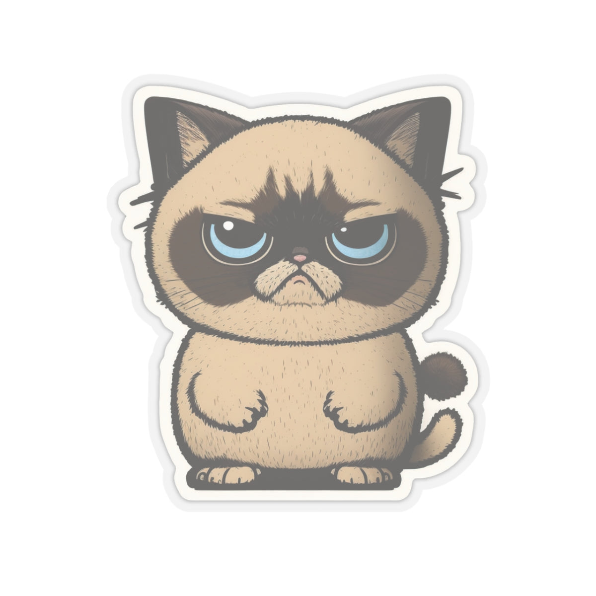 Kiss-Cut Sticker of cute funny grumpy siamise cat kitten for your collection