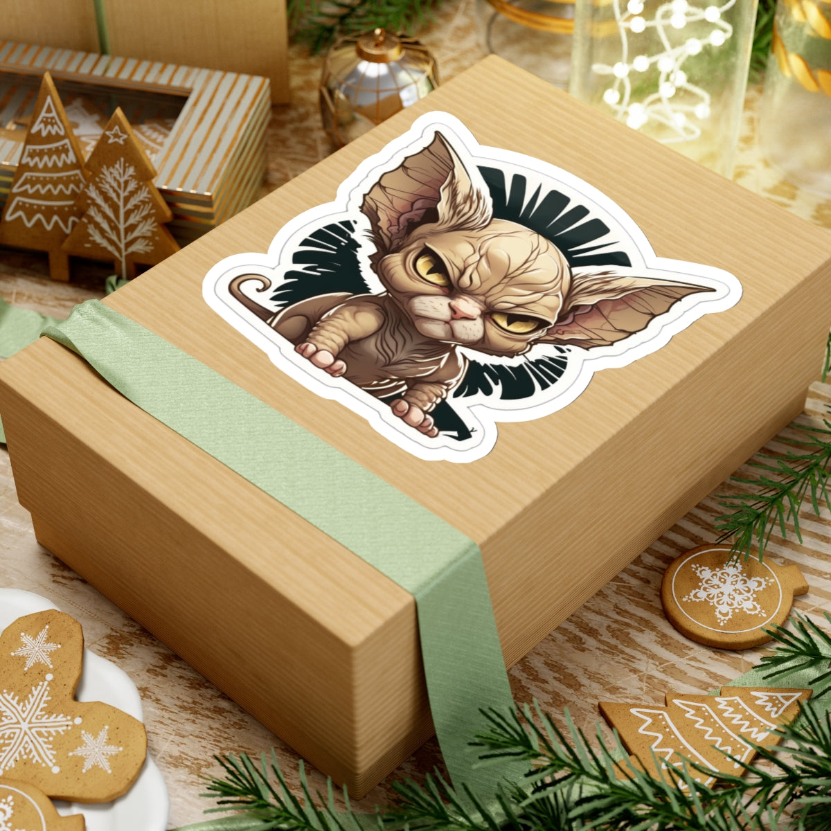 Kiss-Cut Sticker of cute funny angry sphinx cat kitten for your collection