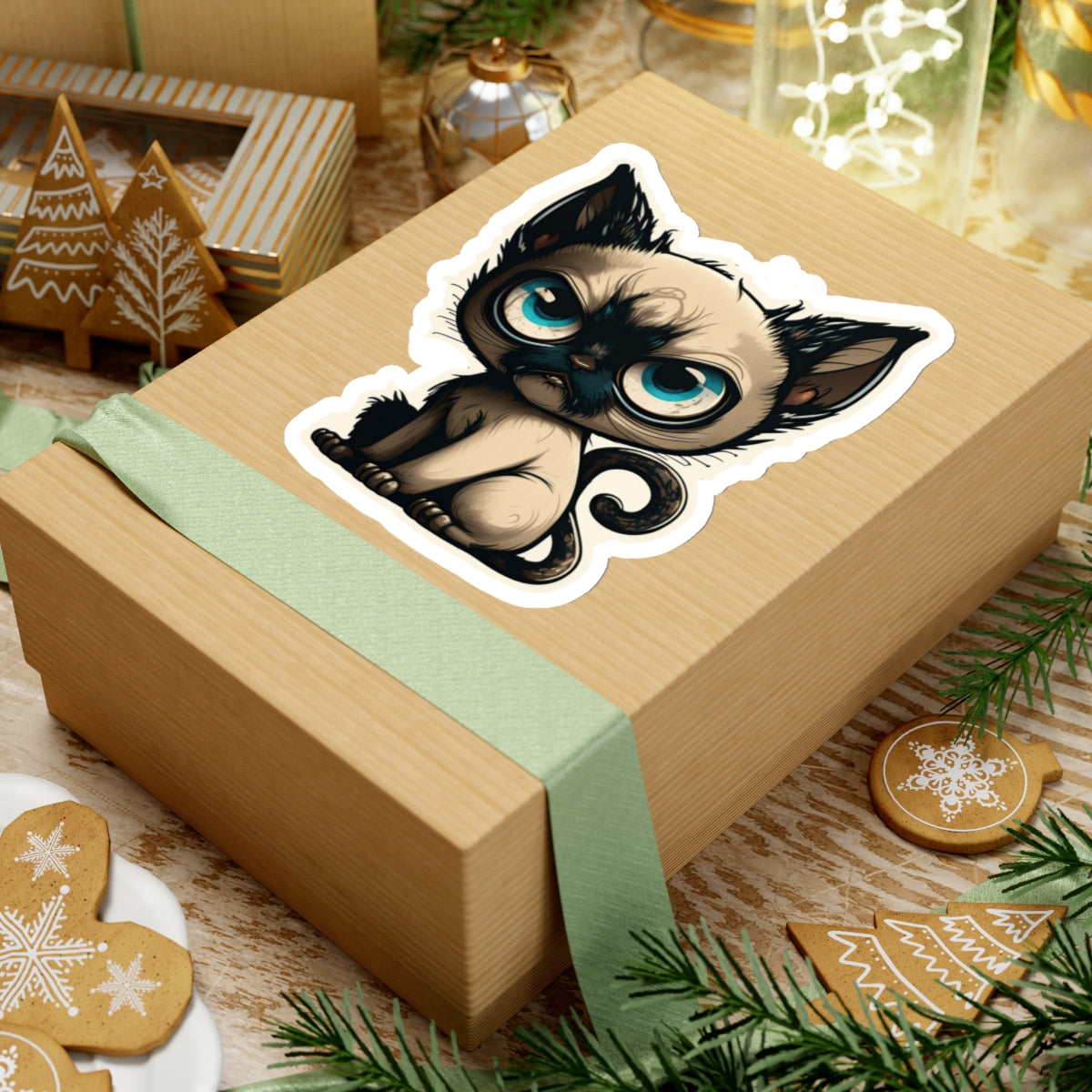 Kiss-Cut Sticker of cute funny siamise cat kitten for your collection