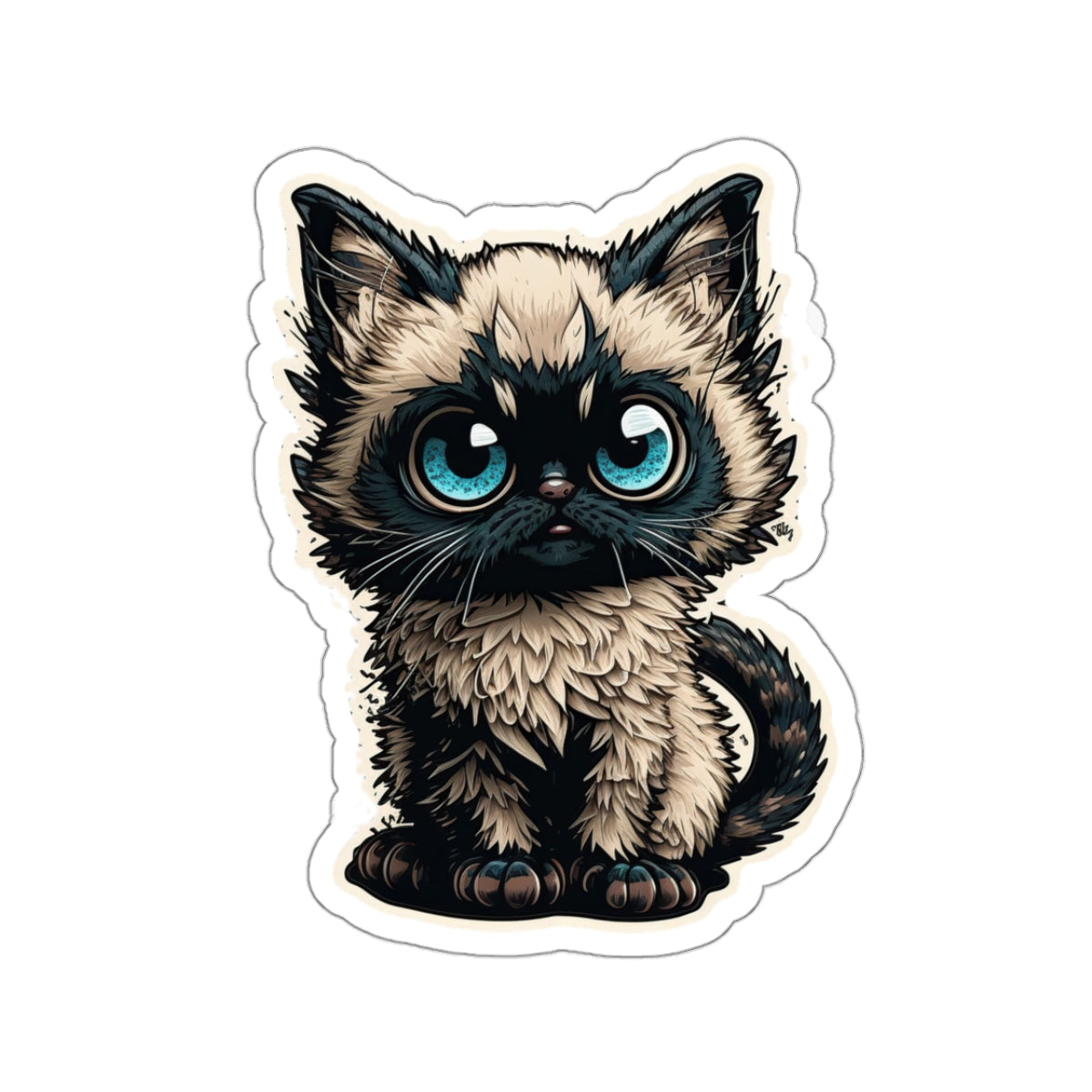 Kiss-Cut Sticker of cute funny siamise cat kitten for your collection