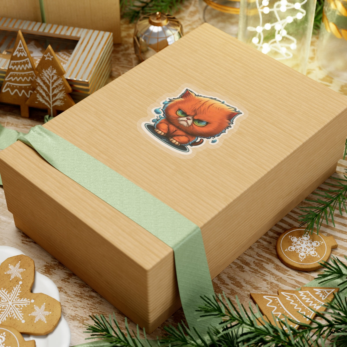 Kiss-Cut Sticker of cute funny angry anime cat kitten for your collection