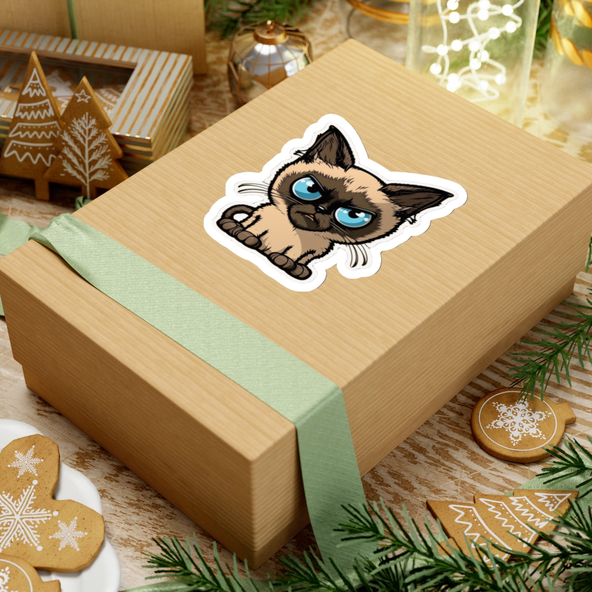 Kiss-Cut Sticker of cute funny siamise cat kitten for your collection