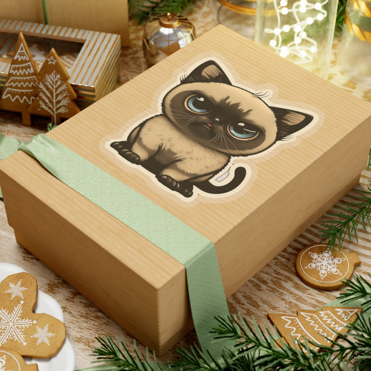 Kiss-Cut Sticker of cute funny siamise cat kitten for your collection