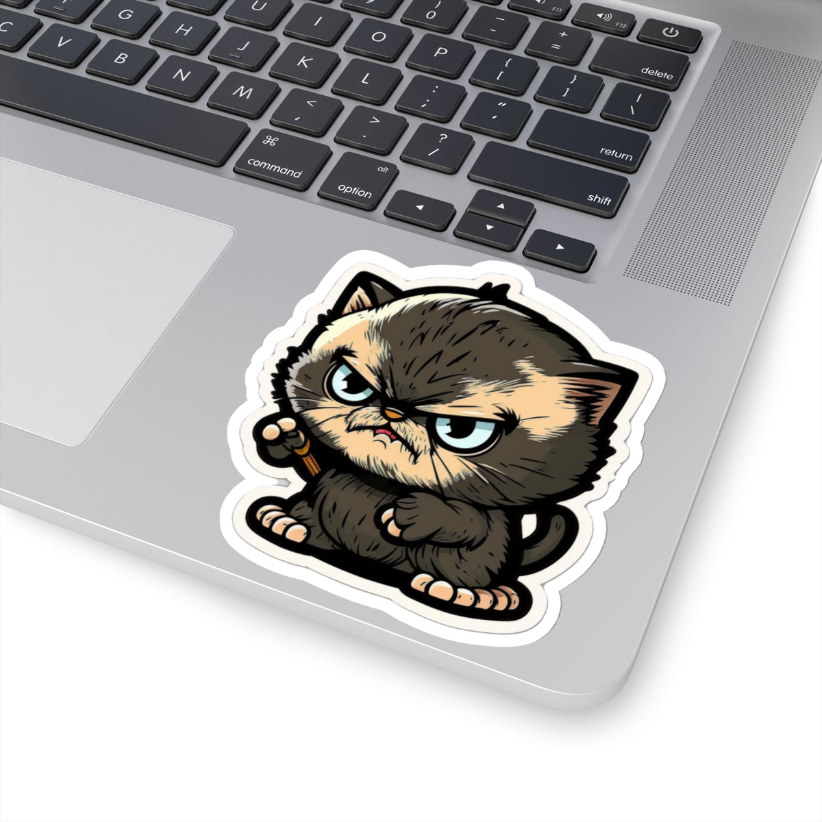 Kiss-Cut Sticker of cute funny angry anime cat kitten for your collection