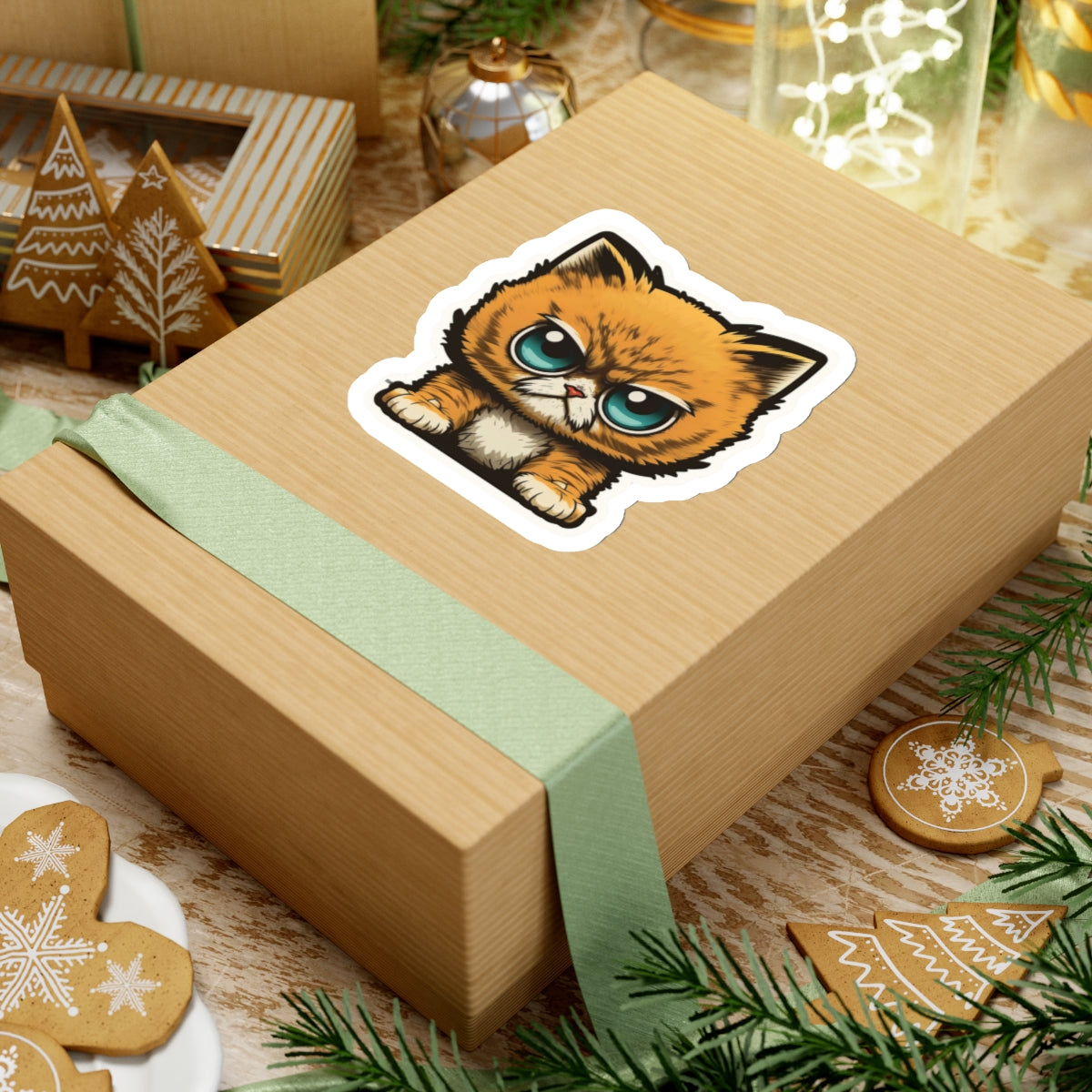 Kiss-Cut Sticker of cute funny angry anime cat kitten for your collection