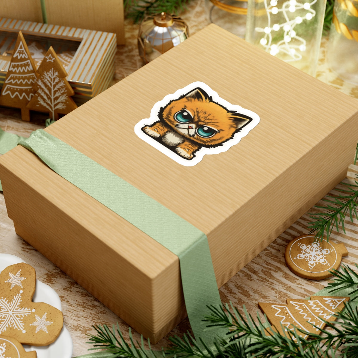 Kiss-Cut Sticker of cute funny angry anime cat kitten for your collection