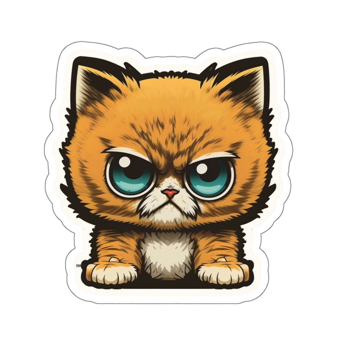 Kiss-Cut Sticker of cute funny angry anime cat kitten for your collection