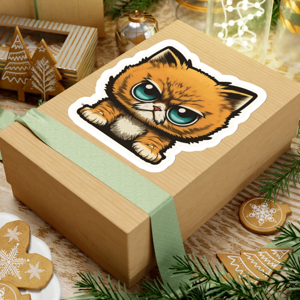 Kiss-Cut Sticker of cute funny angry anime cat kitten for your collection