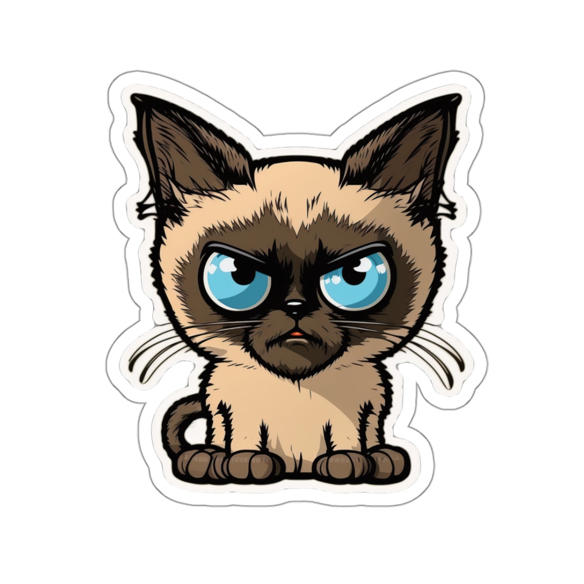 Kiss-Cut Sticker of cute funny siamise cat kitten for your collection