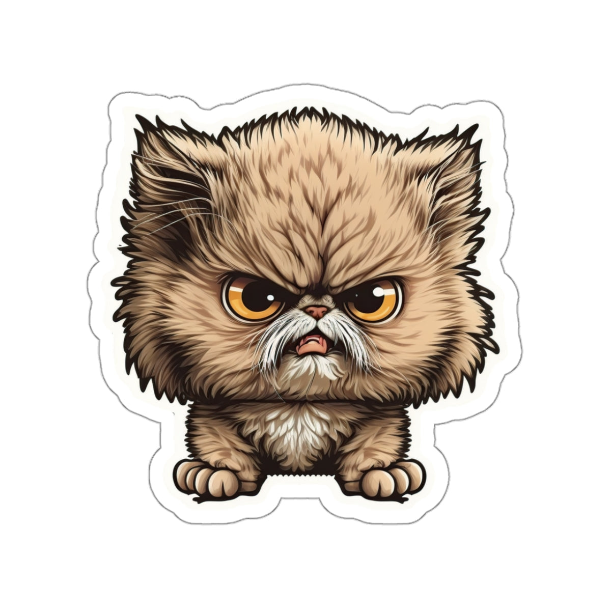 Kiss-Cut Sticker of cute funny angry cat kitten for your collection