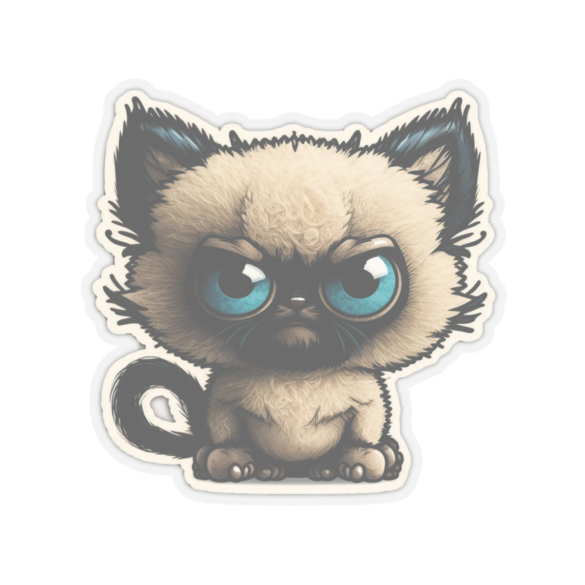 Kiss-Cut Sticker of cute funny siamise cat kitten for your collection