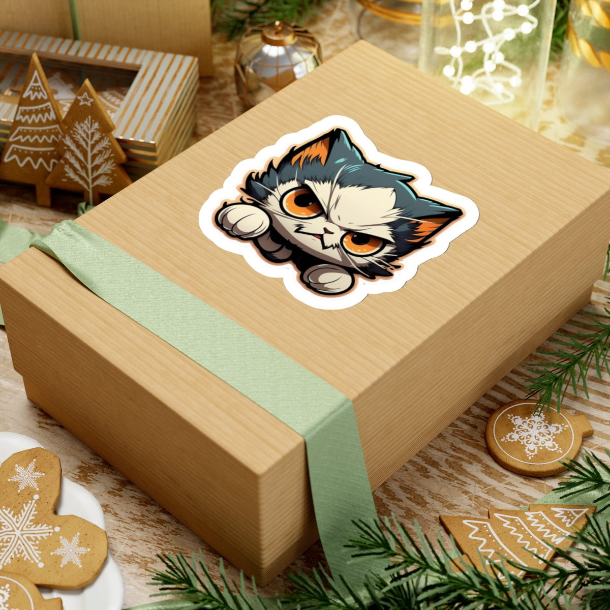 Kiss-Cut Sticker of cute funny anime cat kitten for your collection
