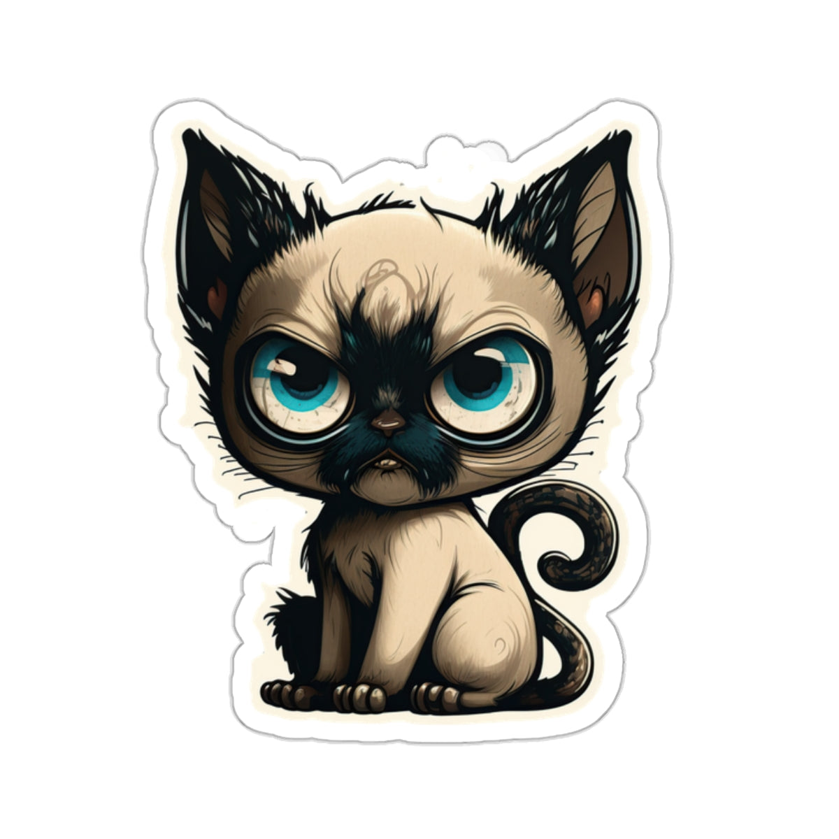 Kiss-Cut Sticker of cute funny siamise cat kitten for your collection