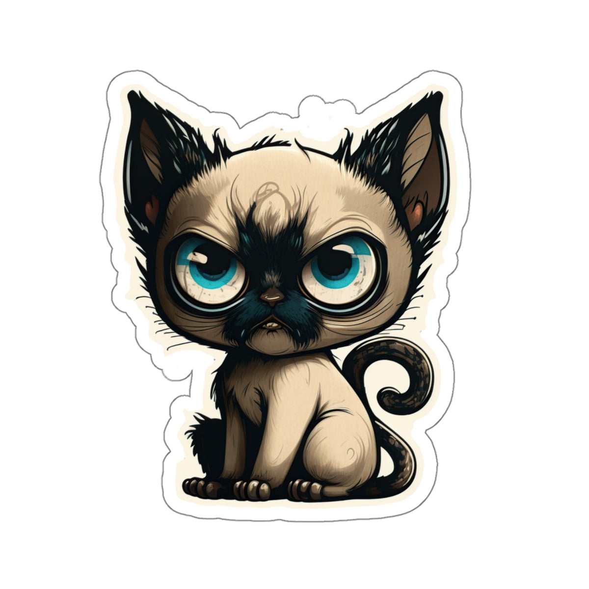 Kiss-Cut Sticker of cute funny siamise cat kitten for your collection