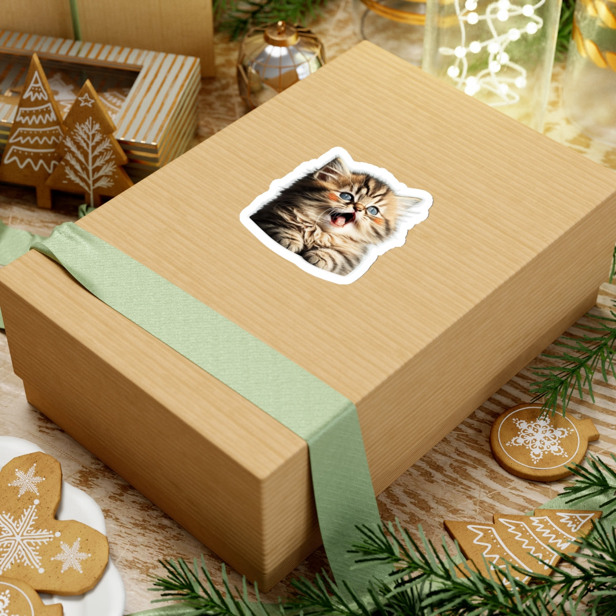 Kiss-Cut Sticker of cute funny golden chinchilla cat kitten for your collection