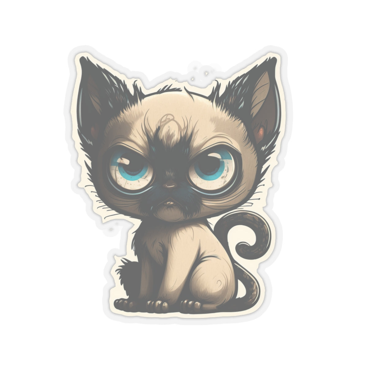 Kiss-Cut Sticker of cute funny siamise cat kitten for your collection
