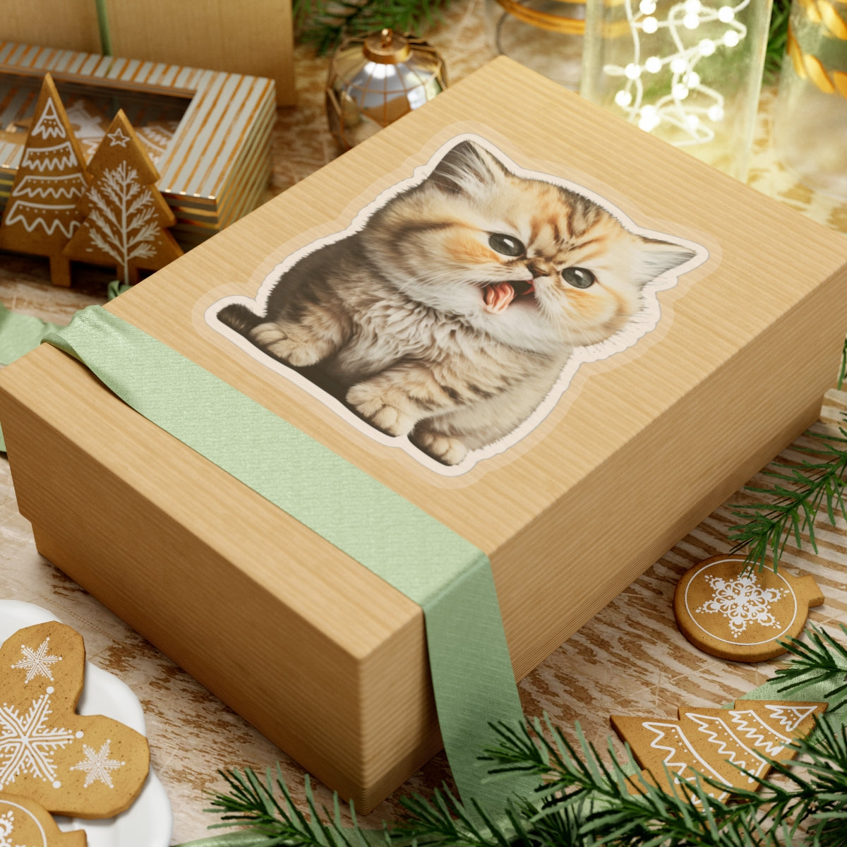 Kiss-Cut Sticker of cute funny golden chinchilla cat kitten for your collection