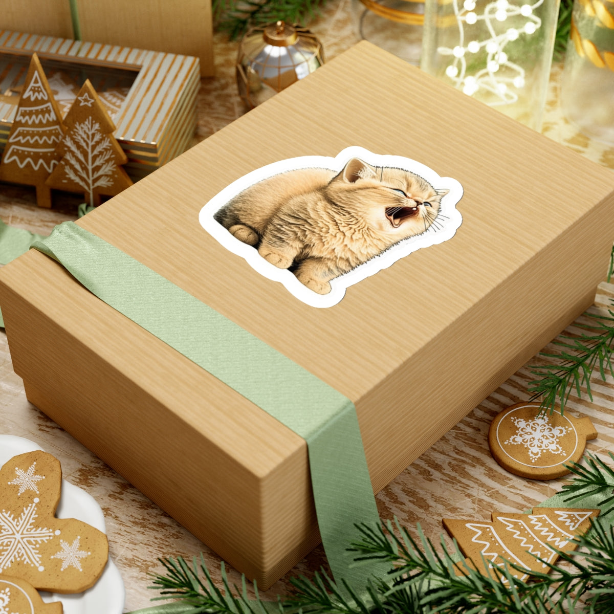 Kiss-Cut Sticker of cute funny golden chinchilla cat kitten for your collection