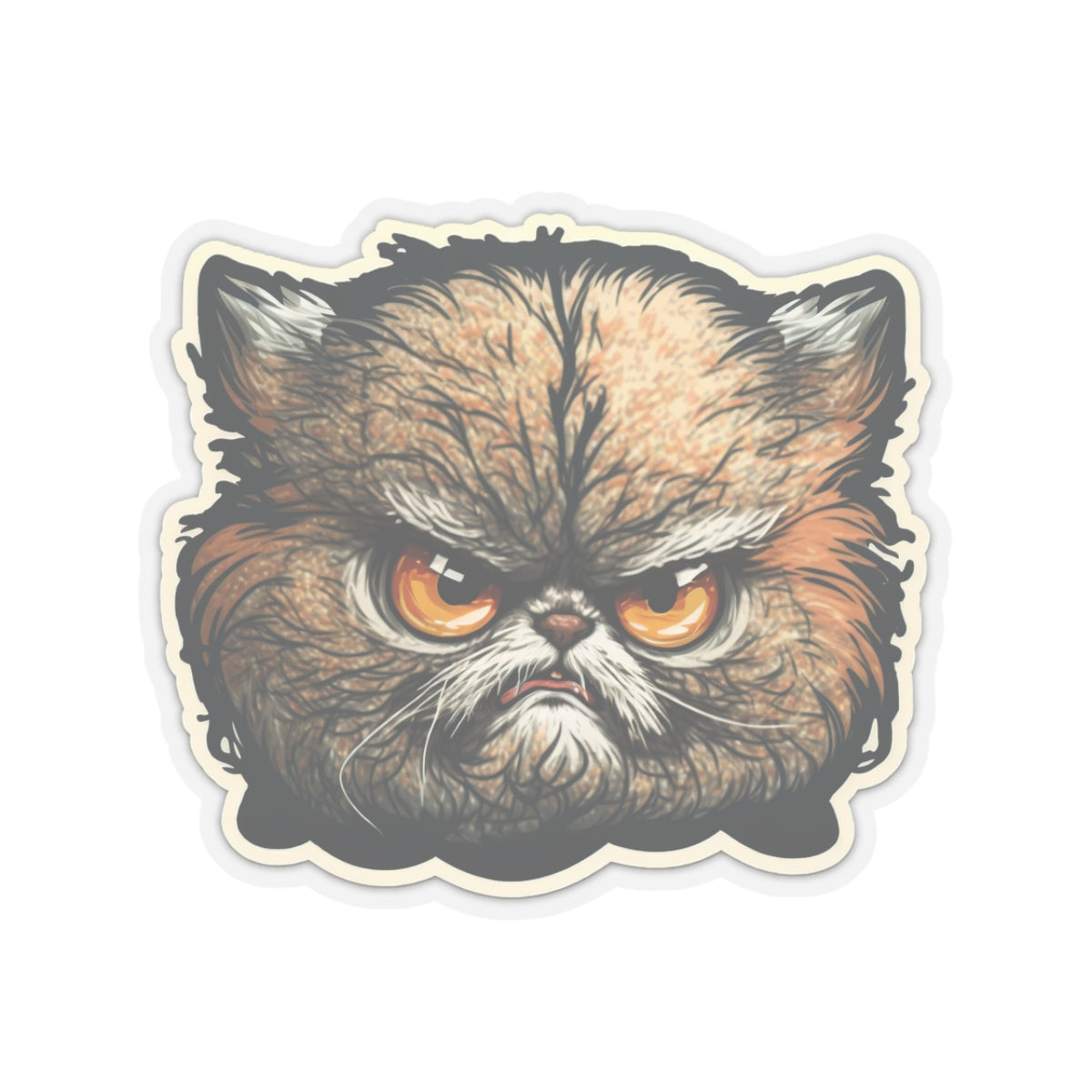 Kiss-Cut Sticker of cute funny angry cat kitten for your collection