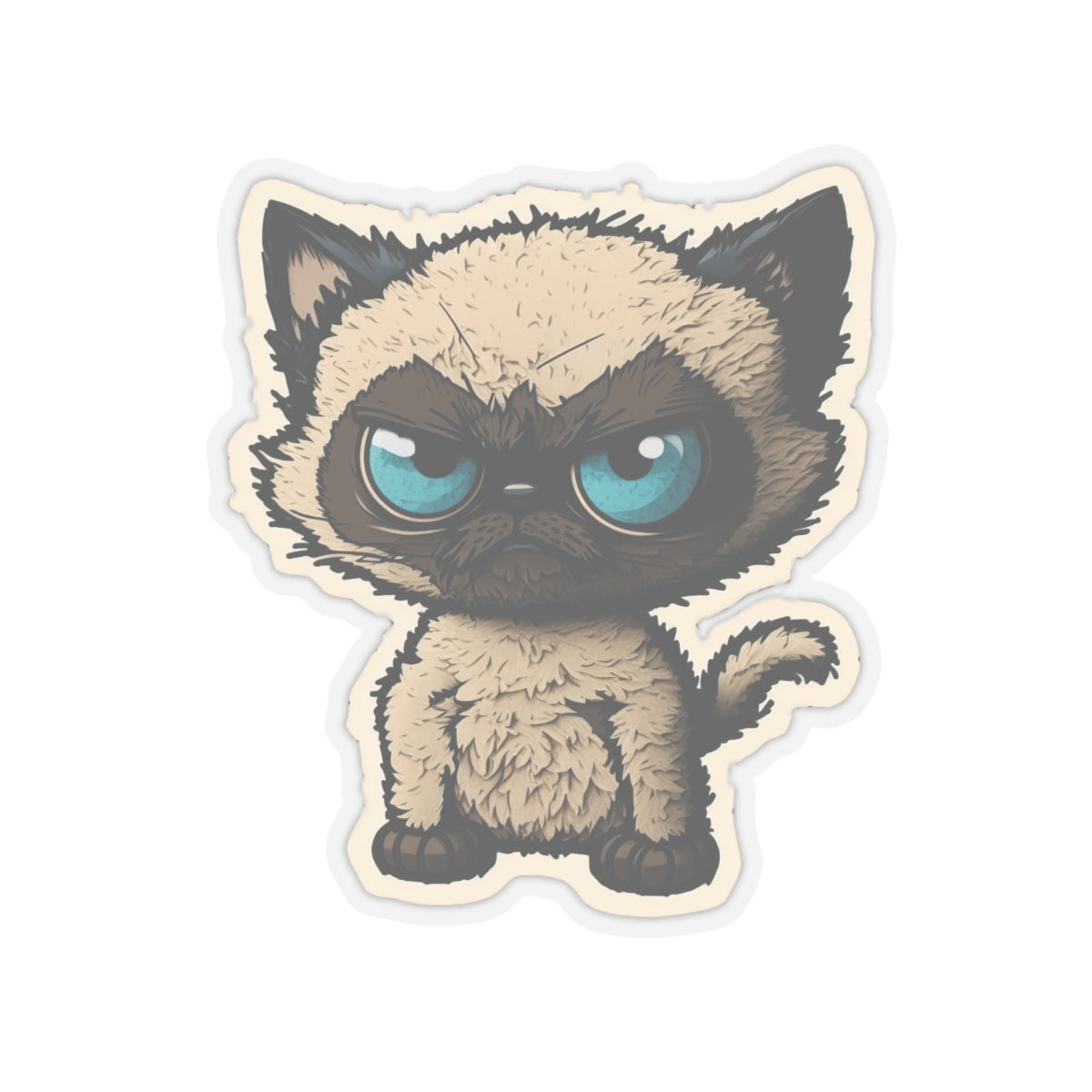 Kiss-Cut Sticker of cute funny angry siamise cat kitten for your collection