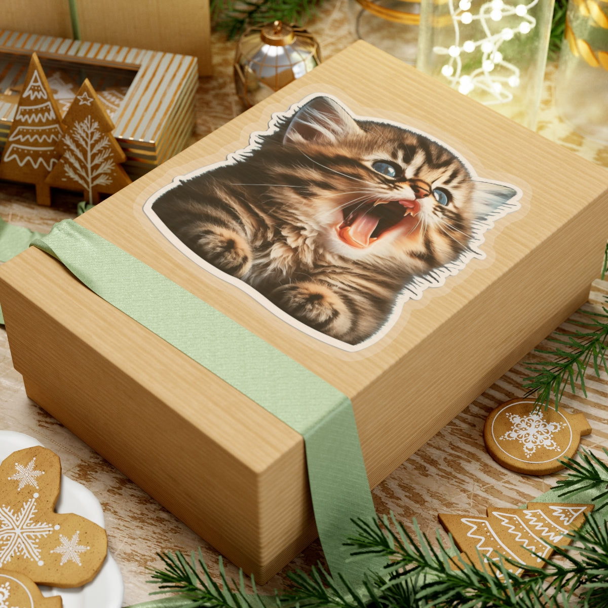 Kiss-Cut Sticker of cute funny golden chinchilla cat kitten for your collection