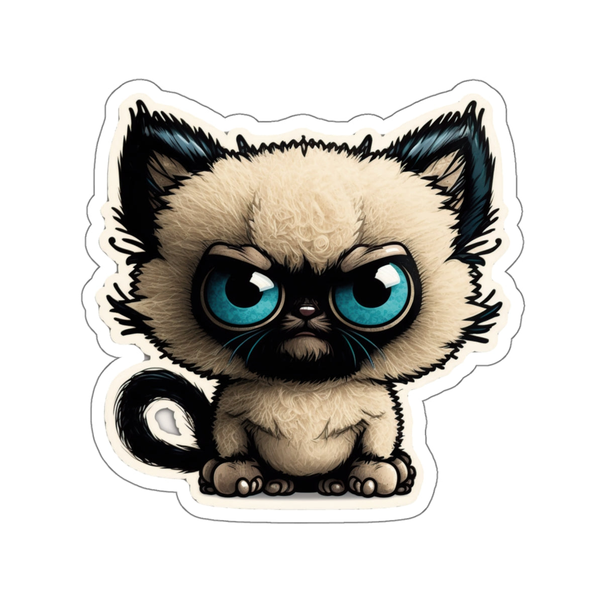 Kiss-Cut Sticker of cute funny siamise cat kitten for your collection