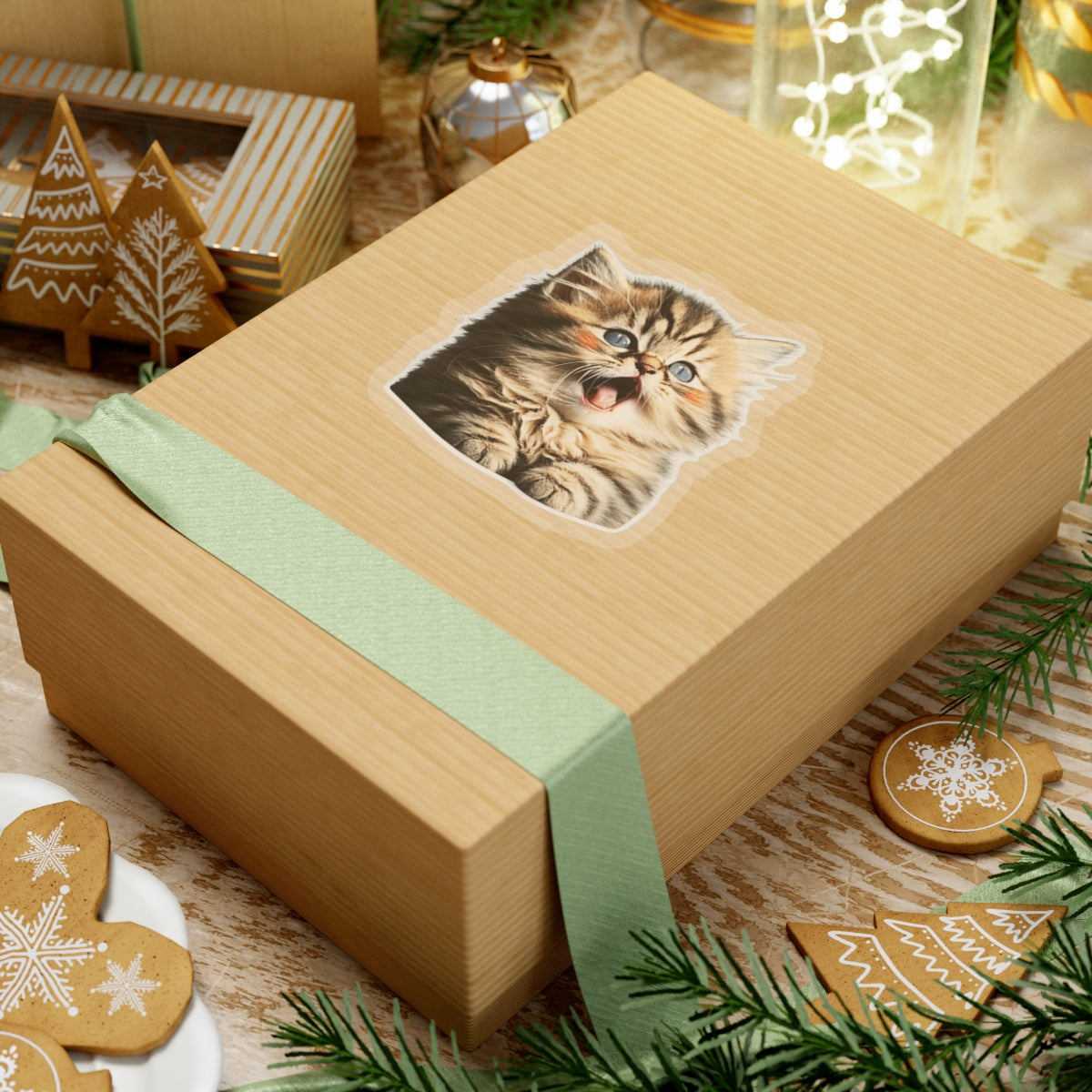 Kiss-Cut Sticker of cute funny golden chinchilla cat kitten for your collection
