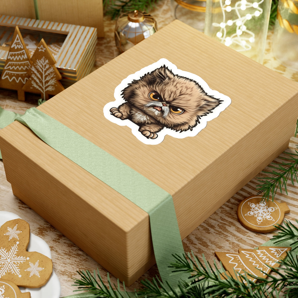 Kiss-Cut Sticker of cute funny angry cat kitten for your collection