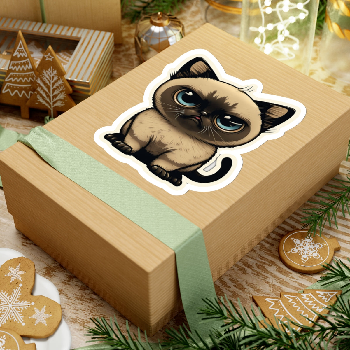 Kiss-Cut Sticker of cute funny siamise cat kitten for your collection