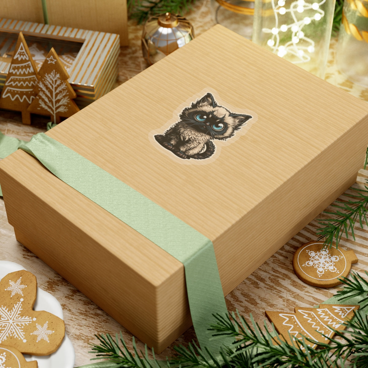 Kiss-Cut Sticker of cute funny siamise cat kitten for your collection