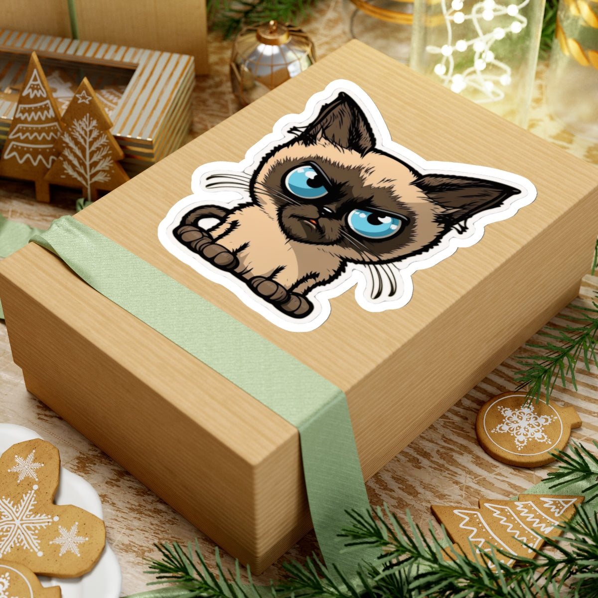 Kiss-Cut Sticker of cute funny siamise cat kitten for your collection