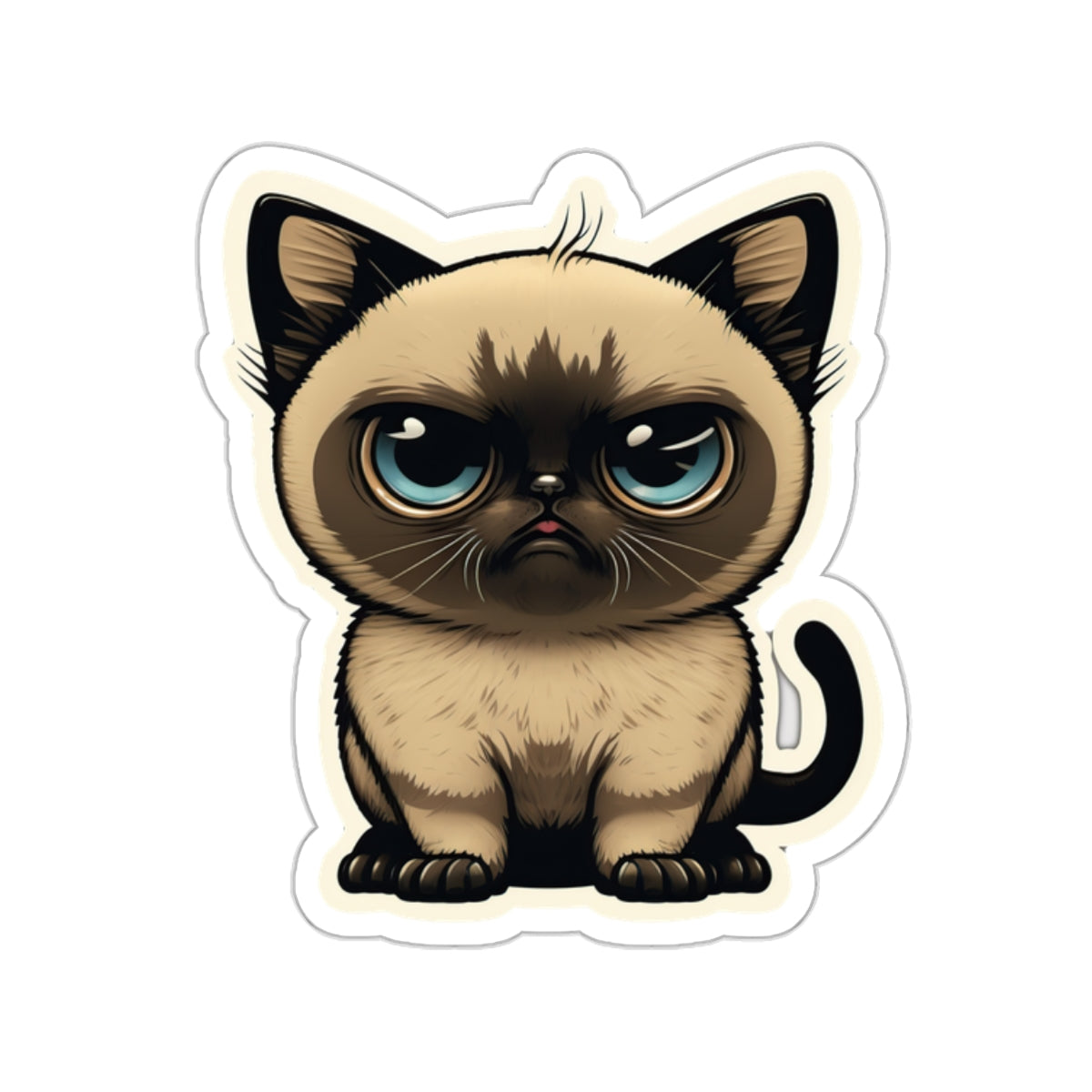 Kiss-Cut Sticker of cute funny siamise cat kitten for your collection