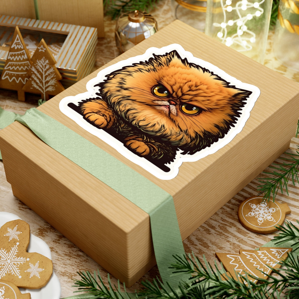 Kiss-Cut Sticker of cute funny angry cat kitten for your collection