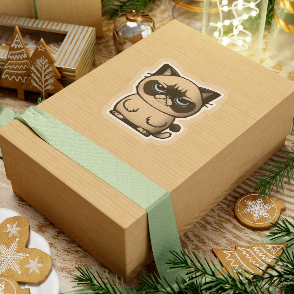 Kiss-Cut Sticker of cute funny grumpy siamise cat kitten for your collection