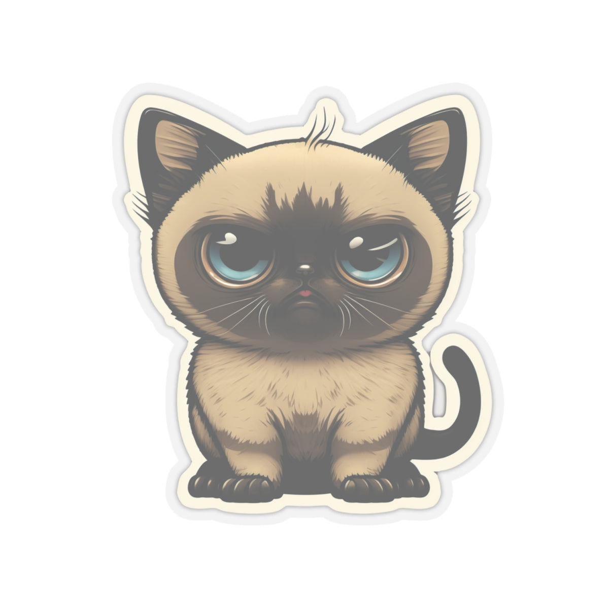 Kiss-Cut Sticker of cute funny siamise cat kitten for your collection
