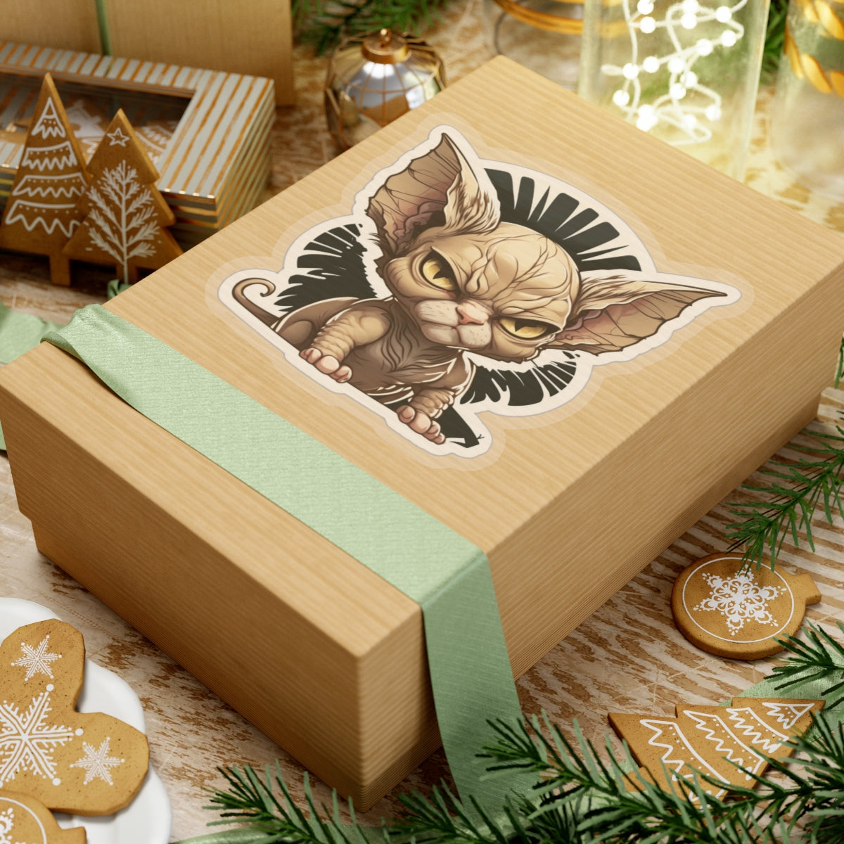 Kiss-Cut Sticker of cute funny angry sphinx cat kitten for your collection